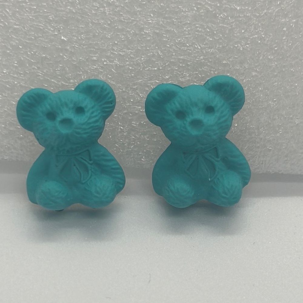 🐻 NEW! Adorable Teal Teddy Bear Stud Earrings - Cute & Playful Jewelry Gift!